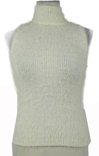 Dámska smotanová chlpatá svetrová vesta so stojačikom Miss Selfridge