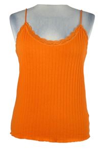 Dámský oranžový žebrovaný top s krajkou Ever.me 