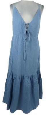 Dámské světlemodré riflové midi šaty Zara 