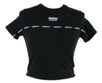 Dámské černé crop tričko s logy Adidas 
