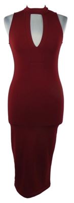 Dámske karmínové midi elastické šaty Shein