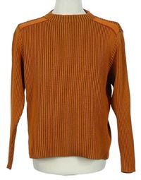 Pánsky oranžový rebrovaný sveter