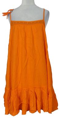 Dámske oranžové šaty s čipkou George