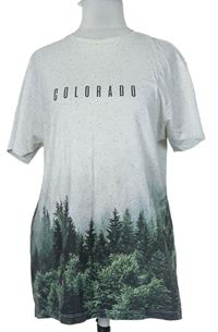 Pánske smotanové melírované tričko s potlačou Primark
