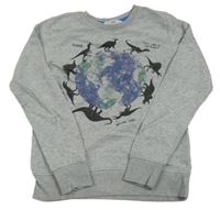 Svetlosivá mikina s planetou a dinosaurami H&M