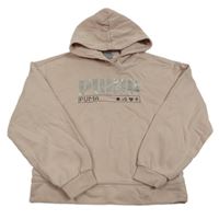 Svetloružová crop mikina s logom a kapucňou Puma