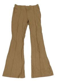 Béžové teplákové zvonové kalhoty Zara 