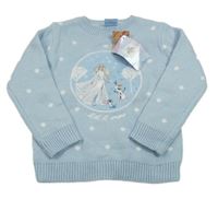 Nové - Světlemodrý puntíkatý svetr s Elsou Disney