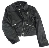 Čierna koženková crop bunda