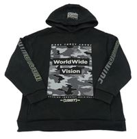 Černo-army mikina s nápisom a kapucňou Primark