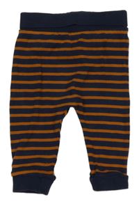 Tmavomodro-hnedé pruhované ľahké tepláky Tu