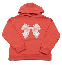 Tmavoružová mikina s mašlou a kapucňou Primark