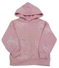 Ružová mikina s motýlikmi a kapucňou Primark