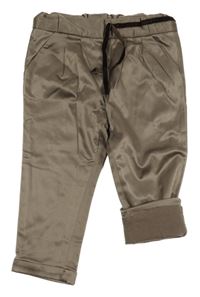 Béžové saténové podšité kalhoty 