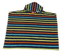 Tmavomodro-barevné pruhované froté osuškové pončo s kapucí George