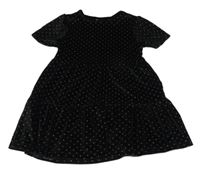 Čierne zamatové šaty so trblietavymi bodky F&F