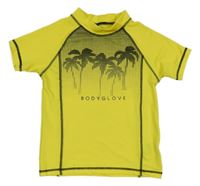 Žluto-černé UV tričko s palmami a nápsiem 