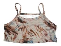 Ružovo-hnedý vzorovaný crop top
