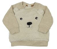 Smotanová huňatá mikina s medvěďom H&M