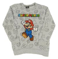 Sivá mikina s obrázkami a Mariem Nintendo