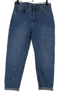 Dámské modré rifle s kytičkami Page one young