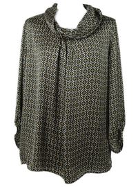 Dámska čierna saténová blúzka so vzorom a golierom Betty Barclay