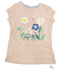 Svetloružové tričko s kvietkami zn. Mothercare