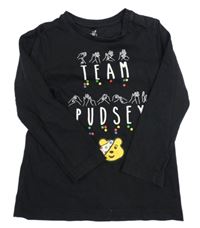 Černé triko s nápisem a Pudseym George