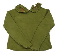 Khaki sveter s golierikom a kvietkami Next