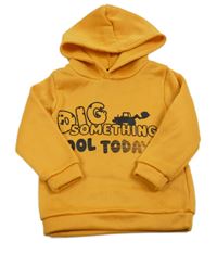 Pomerančová mikina s nápisom a kapucňou