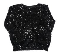 Čierna sametovo/flitrová mikina