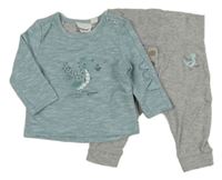 2set - Zelená melírovaná mikina s drakem + tepláky Impidimpi