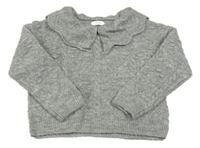 Sivý melírovaný vzorovaný sveter s golierikom Next