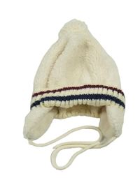 Krémová chlupatá čepice s bambulí