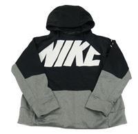 Černo-šedá sportovní mikina s kapucí Nike