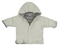 Biela šušťáková zateplená bunda s kapucňou