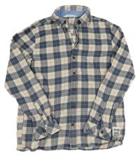 Tmavomodro-smetanovo-červená kockovaná flanelová košeľa H&M