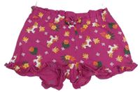 Fuchsiové bavlnené kraťasy s jednorožcami C&A