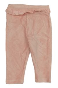 Svetloružové rebrované zamatové legíny s volánikom C&A