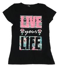 Čierne tričko s nápisom Page one young