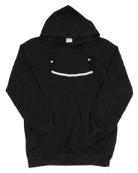 Čierna ľahká mikina so smajlíkom a kapucňou