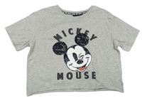 Sivé crop tričko s Mickeym Disney