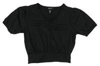Čierne rebrované crop tričko New Look
