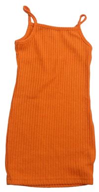 Oranžové rebrované úpletové šaty Shein