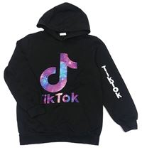 Černá mikina s logem TikTok a kapucí 