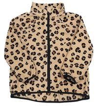Béžovo-hnědo-černá vzorovaná fleecová propínací mikina H&M