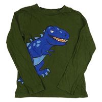 Olivové triko s dinosaurem H&M