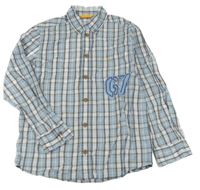 Světlemodro-žlto-biela kockovaná košeľa s číslom Marc O´Polo