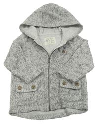Sivo-biela melírovaná bunda s kapucňou Mothercare