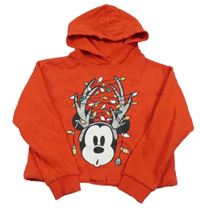 Červená crop mikina s Mickeym a kapucí Disney